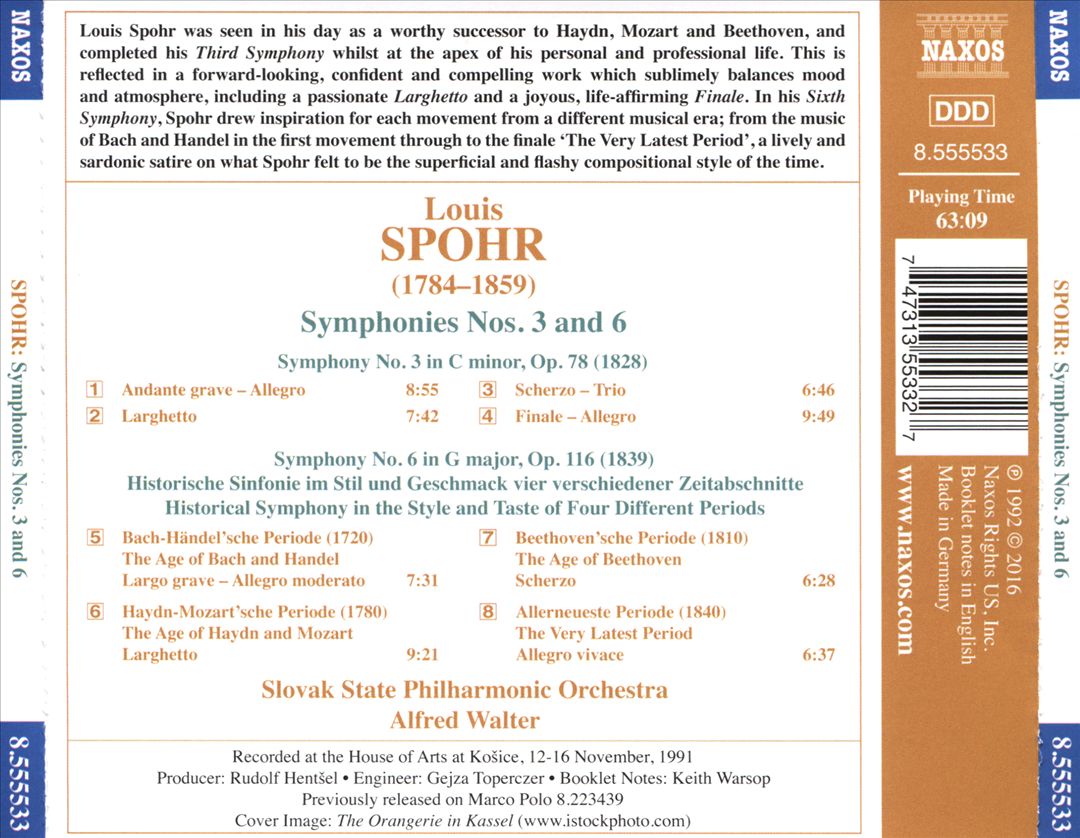 Spohr: Symphonies Nos. 3 & 6 cover art