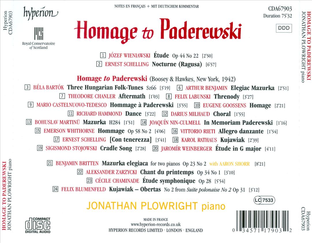 Homage to Paderewski cover art