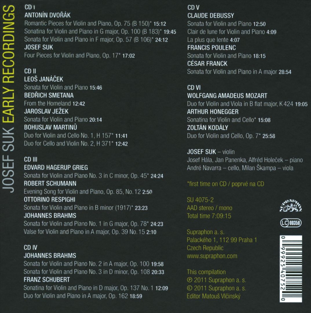 Josef Suk: Early Recordings cover art
