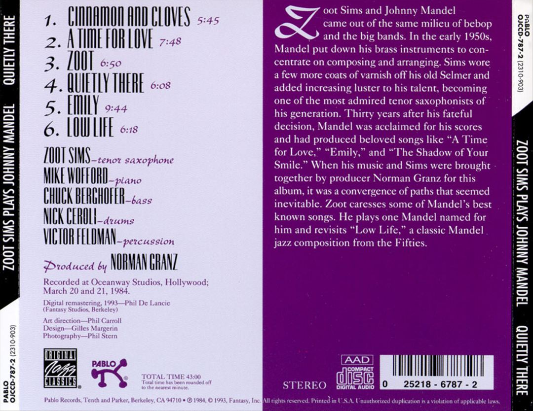 Quietly There: Zoot Sims Plays Johnny Mandel cover art