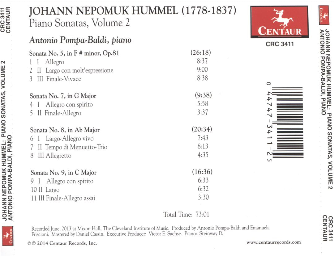 Johann Nepomuk Hummel: Piano Sonatas, Vol. 2 cover art