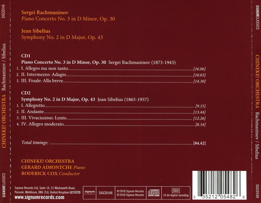 Sergei Rachmaninov: Piano Concerto No. 3; Jean Sibelius: Symphony No. 2 cover art