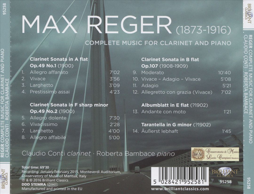 Reger: Complete Music for Clarinet and Piano cover art