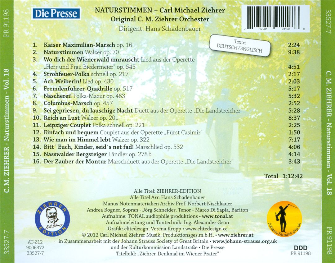 Naturstimmen, Vo. 18 - Carl Michael Ziehrer cover art