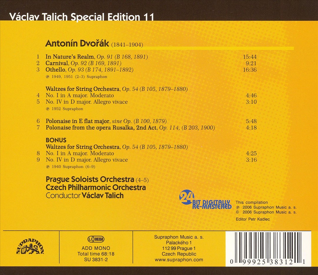Václav Talich plays Dvorák cover art