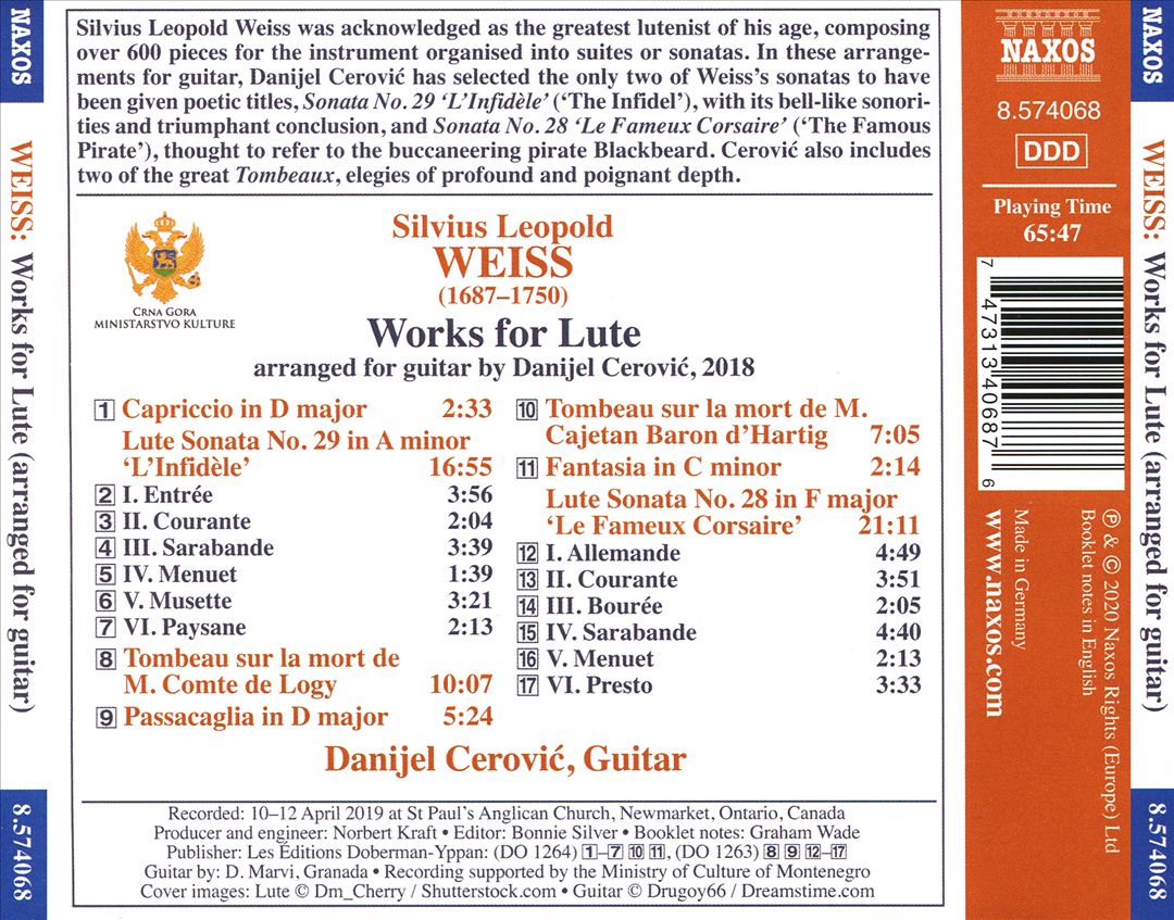 Weiss: Works for Lute arranged for gutiar cover art