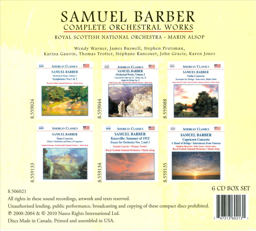 Barber: Complete Orchestral Works cover art