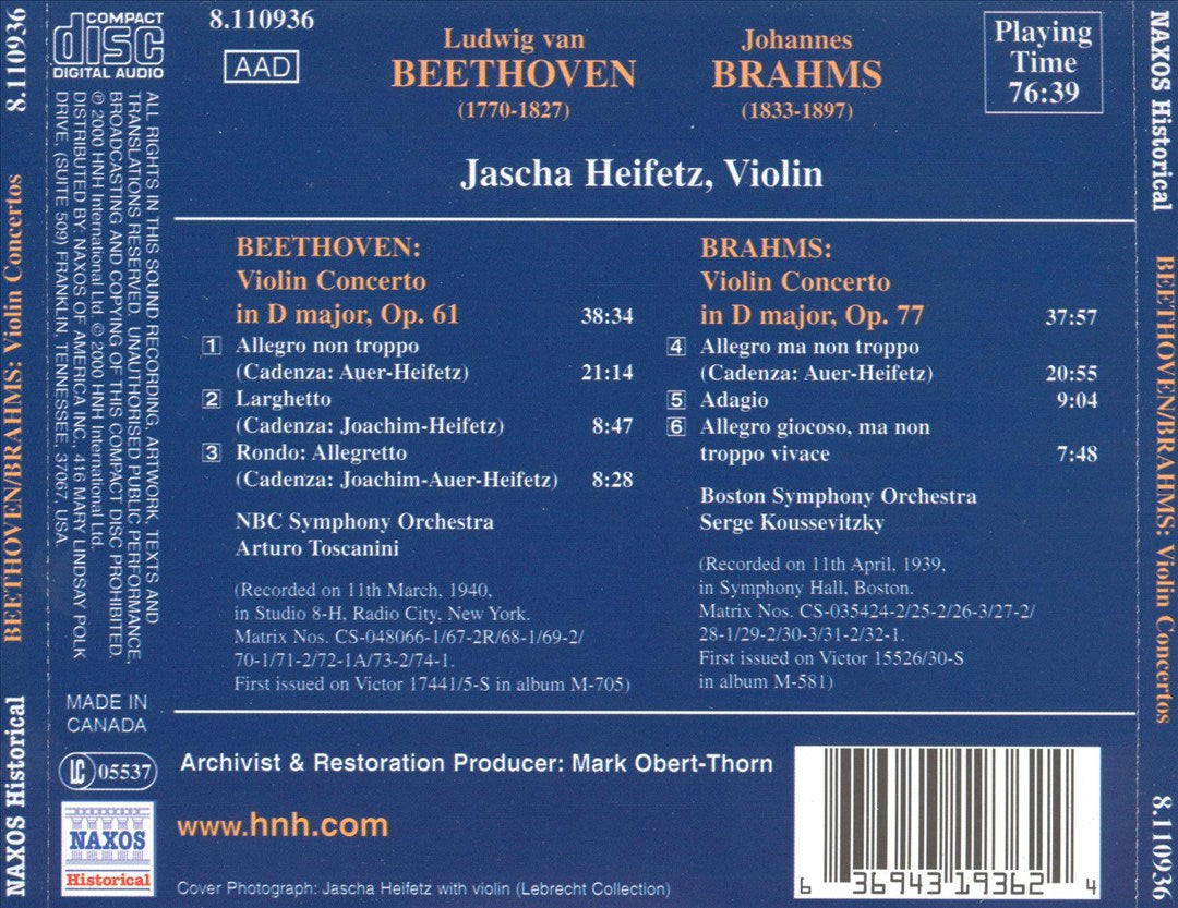 Beethoven, Brahms: Violin Concertos cover art