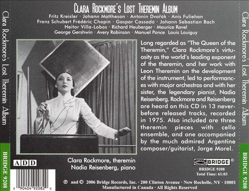 Clara Rockmore's Lost Theremin Album cover art