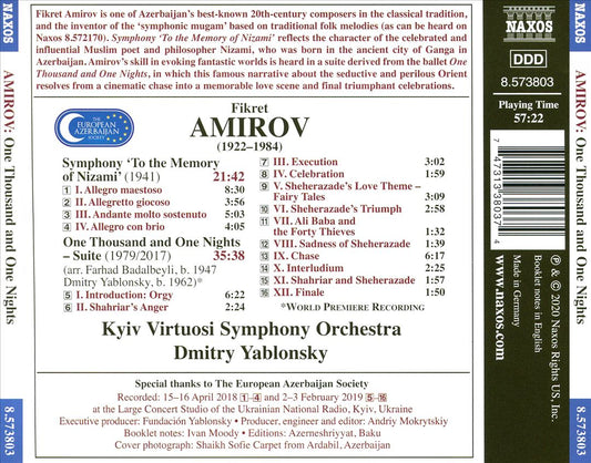 Amirov: One Thousand and One Nights; Symphony 'To the Memory of Nizami' cover art