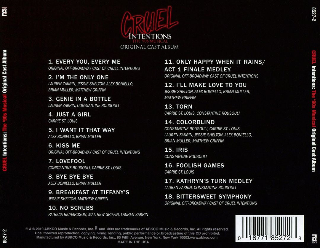 Cruel Intentions: The '90s Musical [Original Off-Broadway Cast Recording] cover art