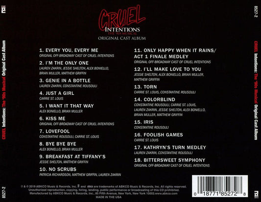 Cruel Intentions: The '90s Musical [Original Off-Broadway Cast Recording] cover art