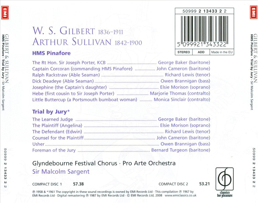 Gilbert & Sullivan: HMS Pinafore; Trial By Jury cover art