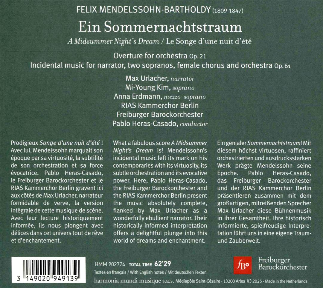 Mendelssohn: Ein Sommernachtstraum cover art
