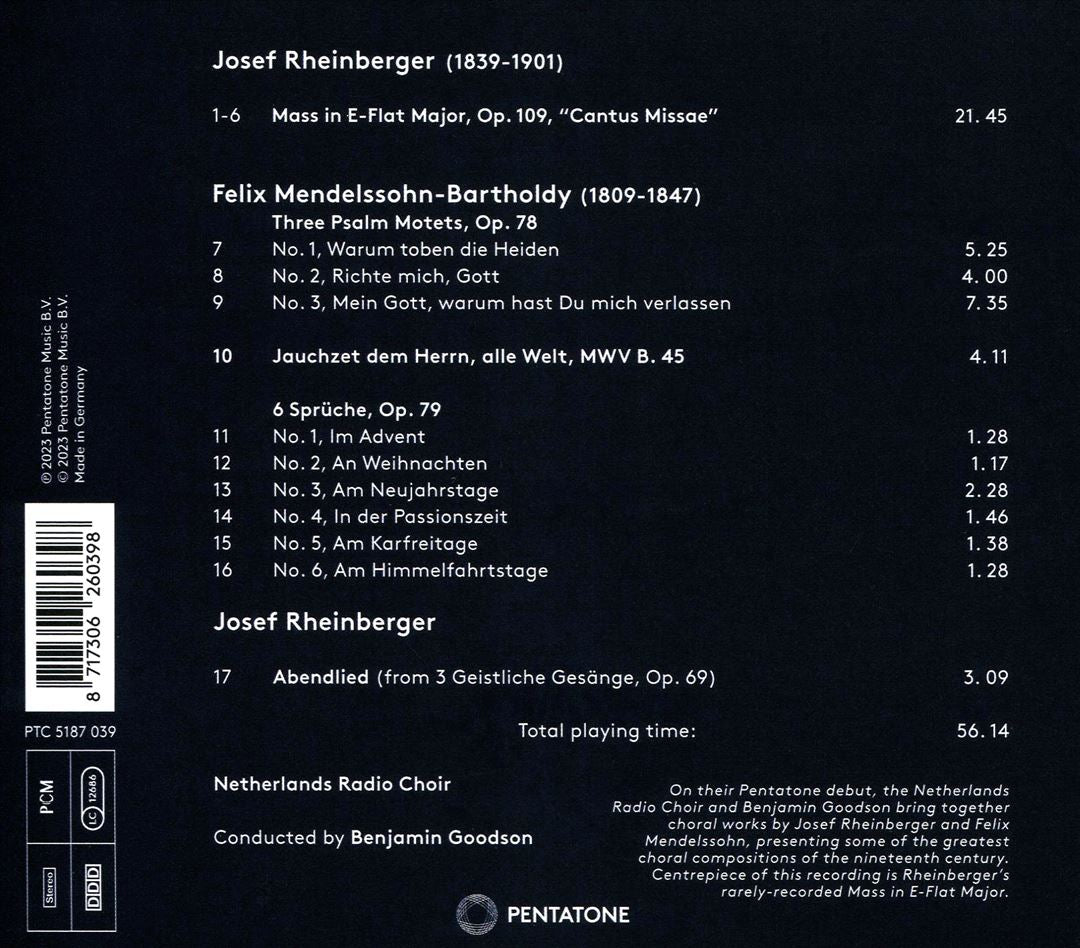 Rheinberger & Mendelssohn: Choral Works cover art