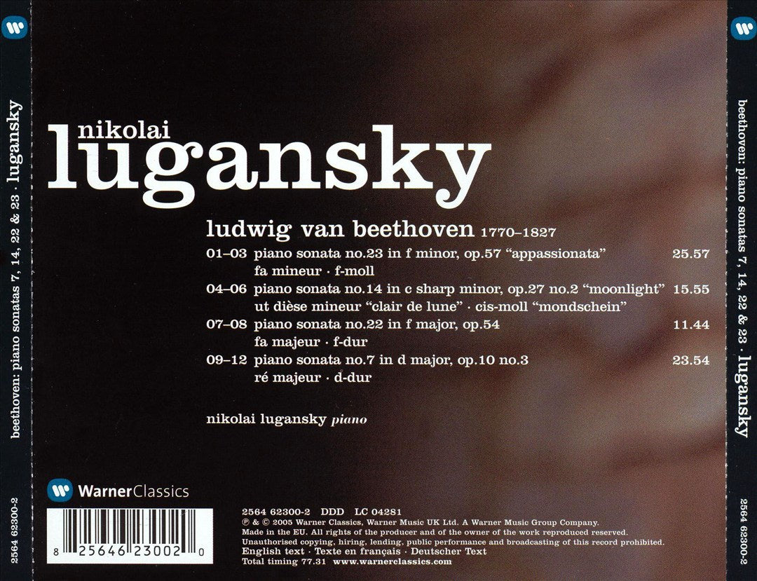 Beethoven: Sonatas Nos. 7, 14 "Moonlight," 22, 23 "Appassionata" cover art