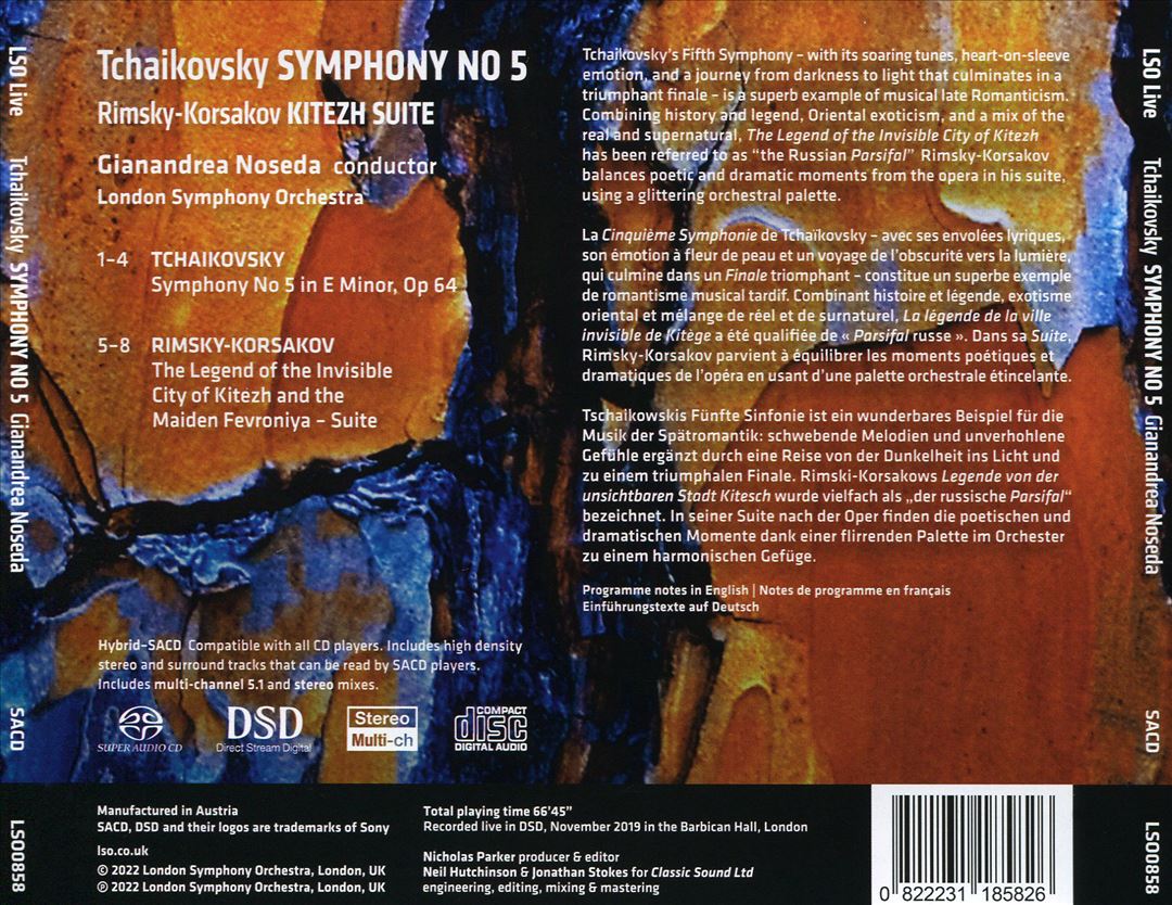 Tchaikovsky: Symphony No. 5; Rimsky-Korsakov: Kitezh Suite cover art