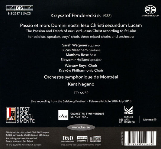 Penderecki: St Luke Passion cover art