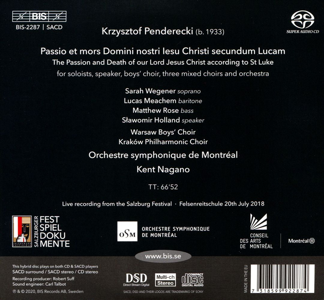 Penderecki: St Luke Passion cover art