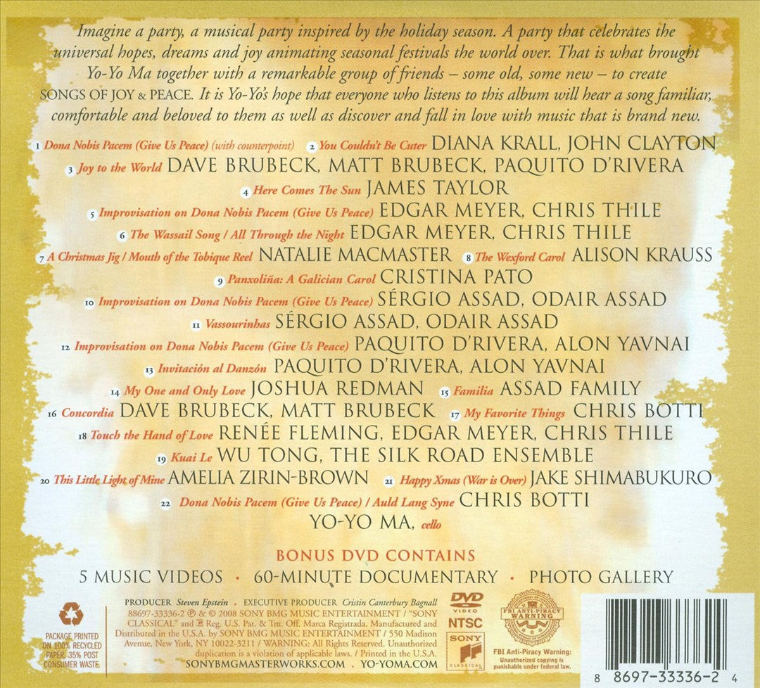 Yo-Yo Ma & Friends: Songs of Joy & Peace [CD/DVD] cover art