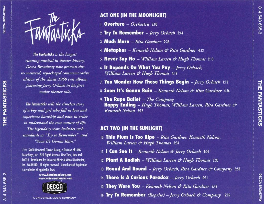 Fantasticks [1960 Original Off Broadway Cast] cover art
