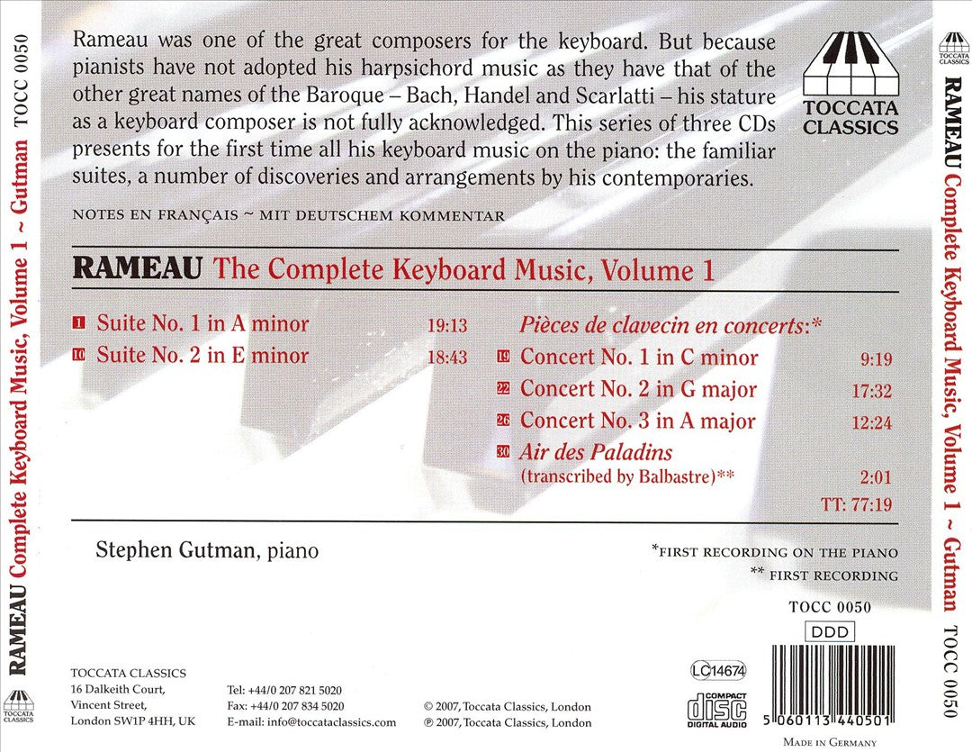 Jean-Philippe Rameau: The Complete Keyboard Music, Vol. 1 cover art
