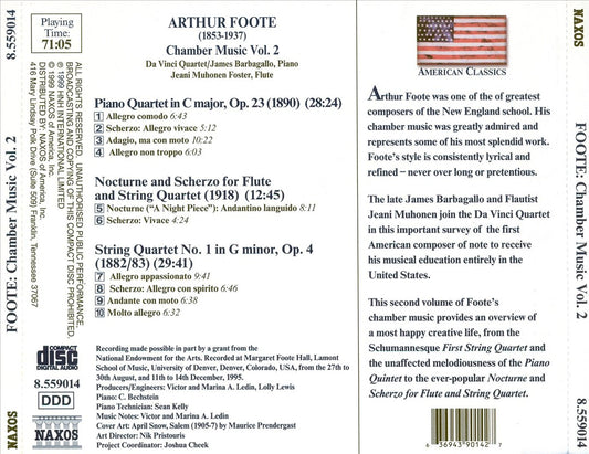 Arthur Foote: Piano Quartet; String Quartet No. 1; Nocturne and Scherzo cover art
