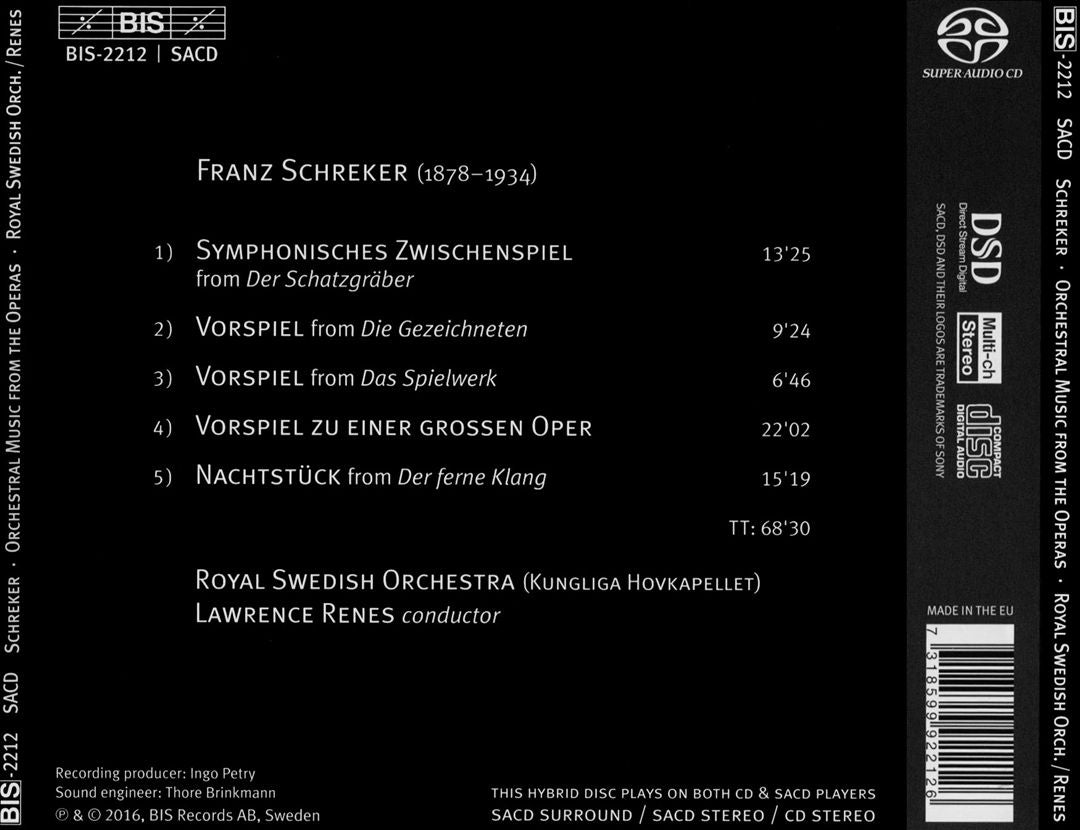 Franz Schreker: Orchestral Music from the Operas cover art