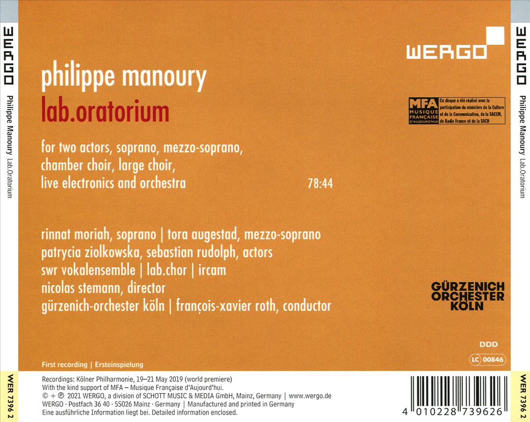 Philippe Manoury: Lab.Oratorium cover art