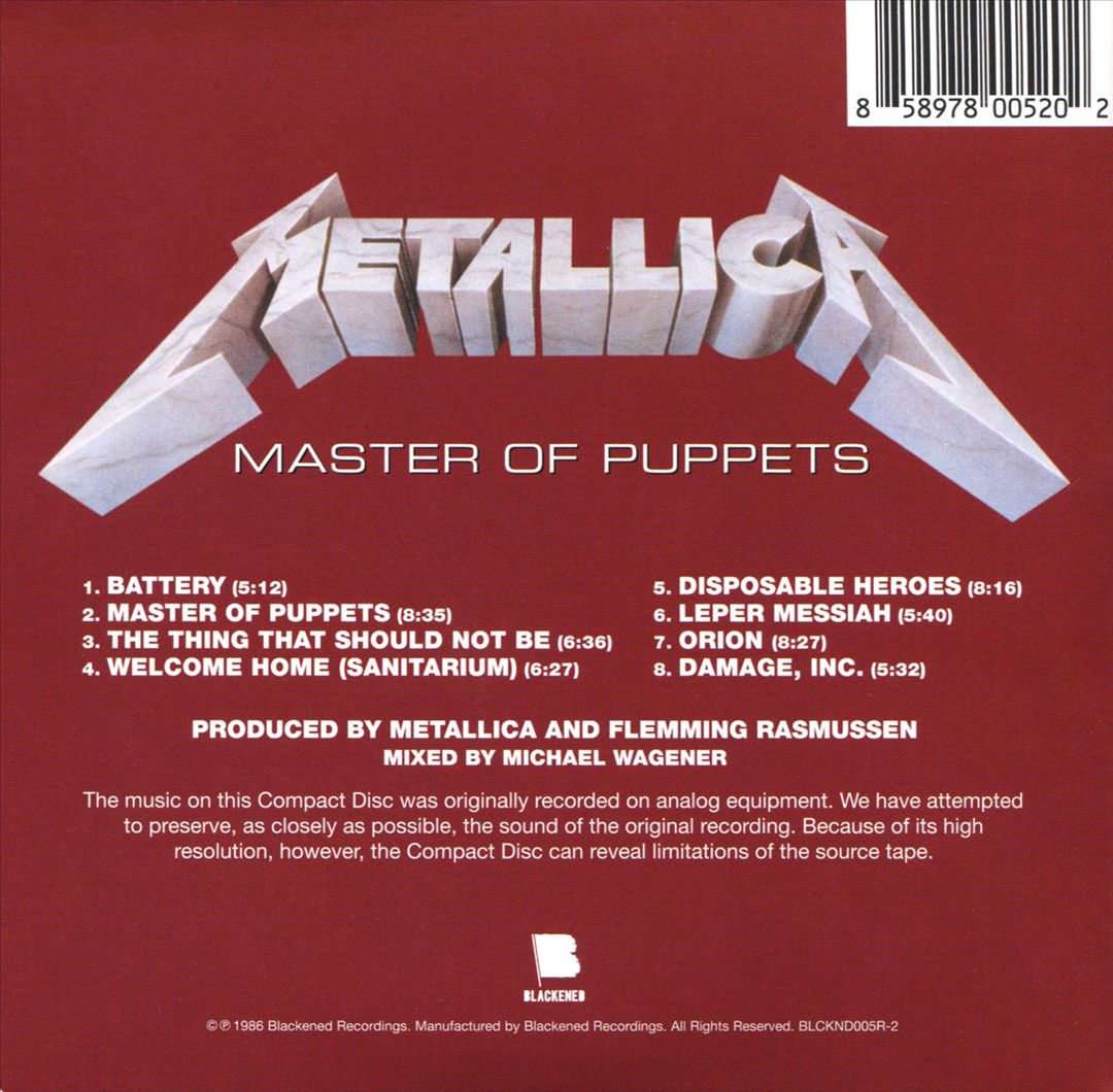 Master of Puppets [30th Anniversary Edition] [1 CD] cover art