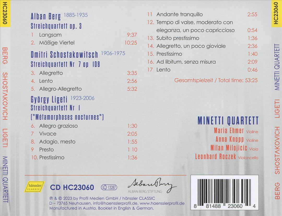 String Quartets: Berg, Shostakovich, Ligeti cover art