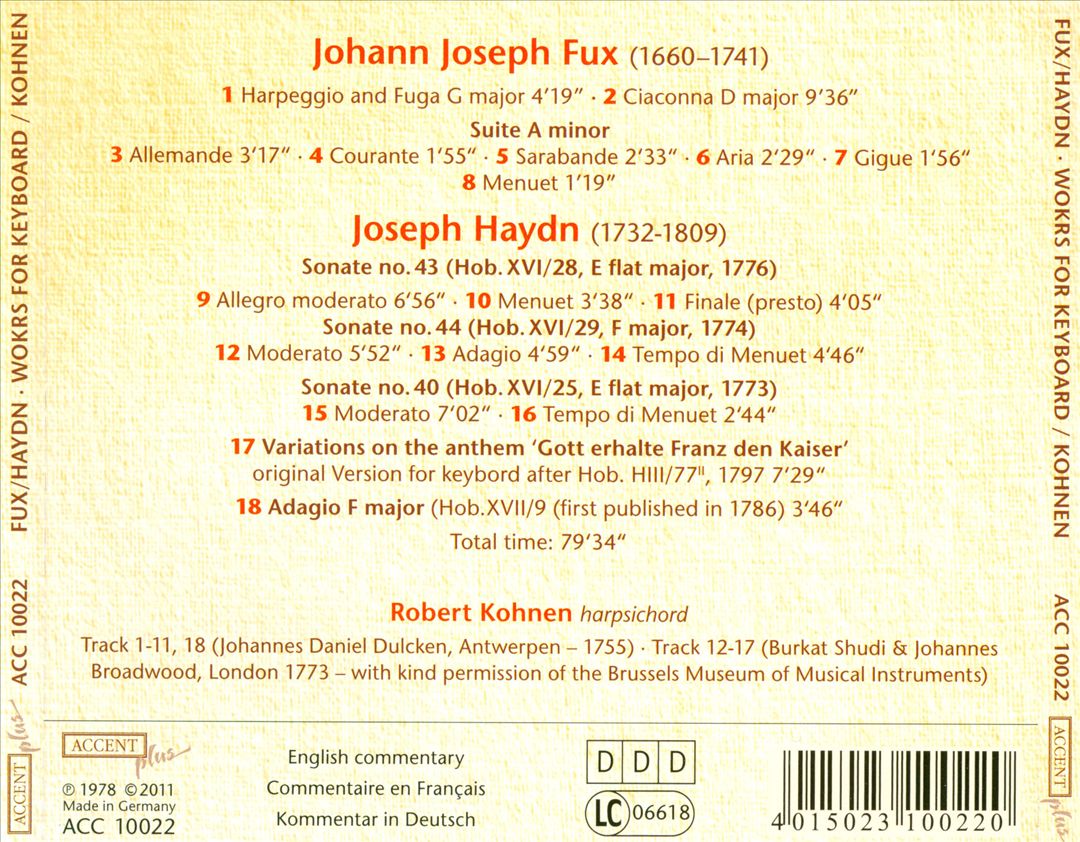 J.J. Fux, J. Haydn: Works for Keyboard cover art