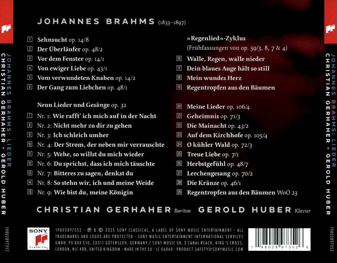 Brahms: Lieder Album cover art