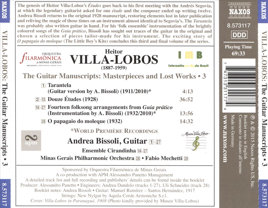 Villa-Lobos: The Guitar Manuscripts, Vol. 3 cover art