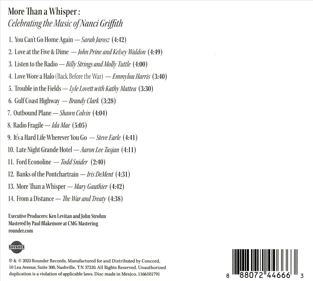 More Than a Whisper: Celebrating the Music of Nanci Griffith cover art