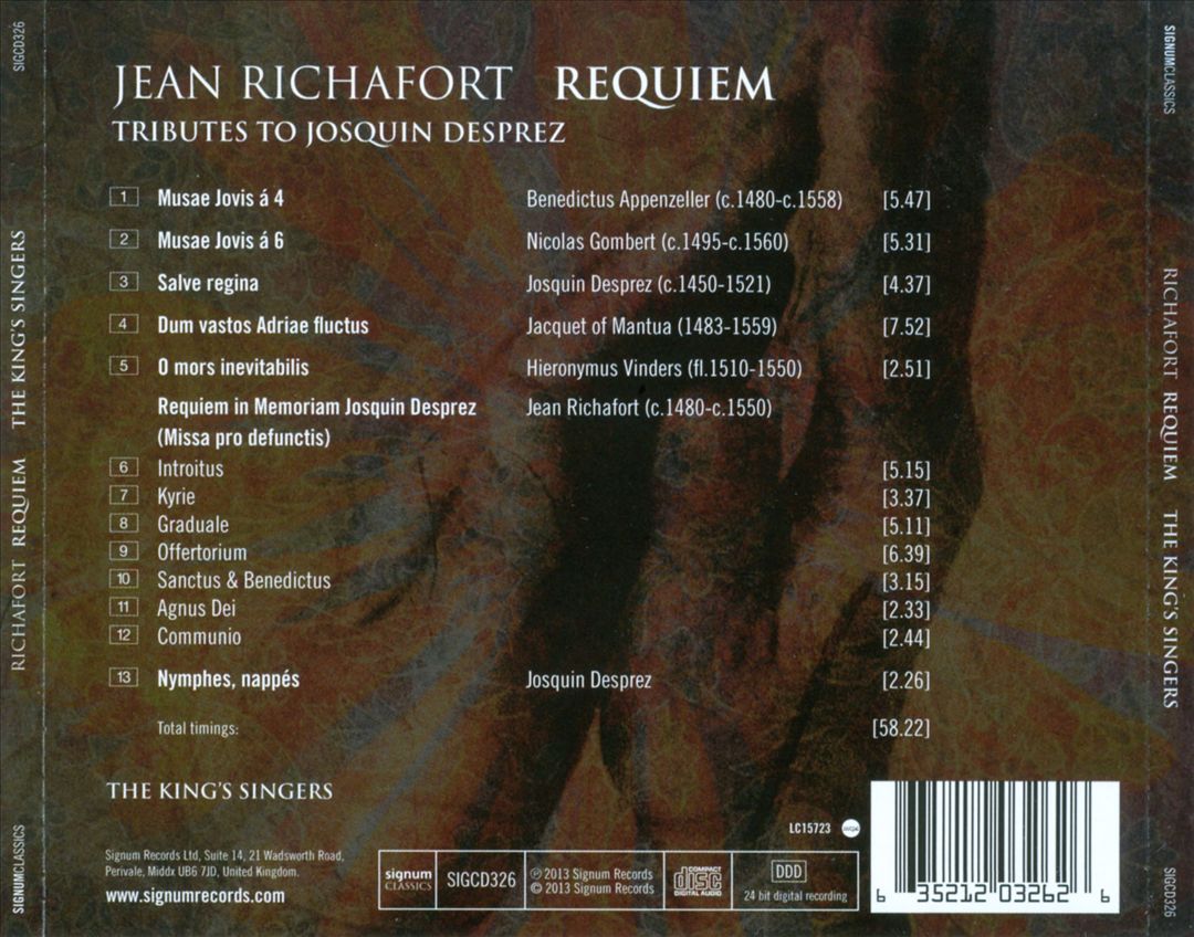 Jean Richafort: Requiem - Tributes to Josquin Desprez cover art