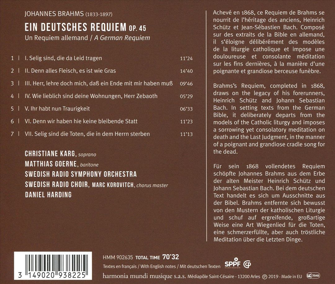 Brahms: Ein deutsches Requiem cover art
