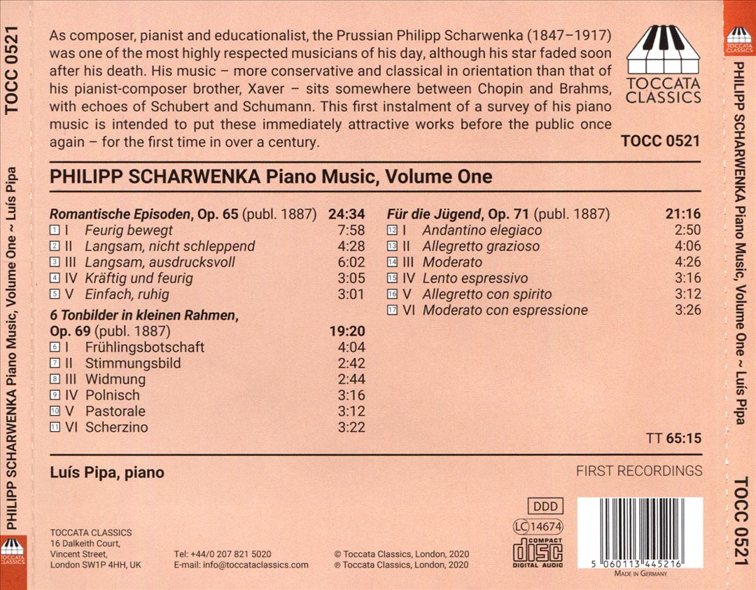 Philipp Scharwenka: Piano Music, Vol. 1 cover art