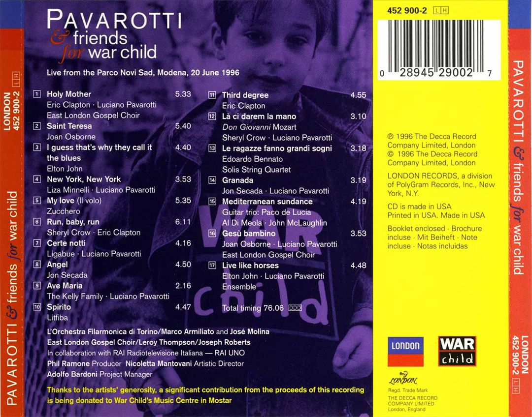 Pavarotti & Friends for War Child cover art
