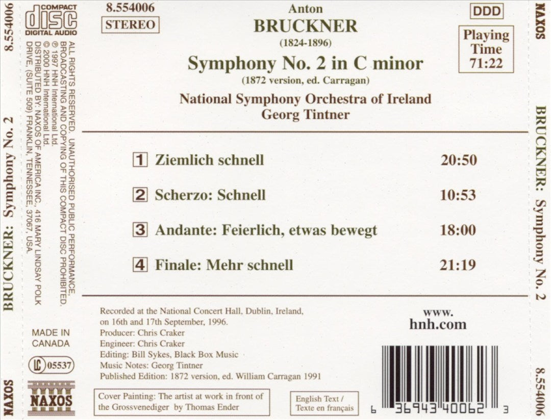 Bruckner: Symphony 2 cover art