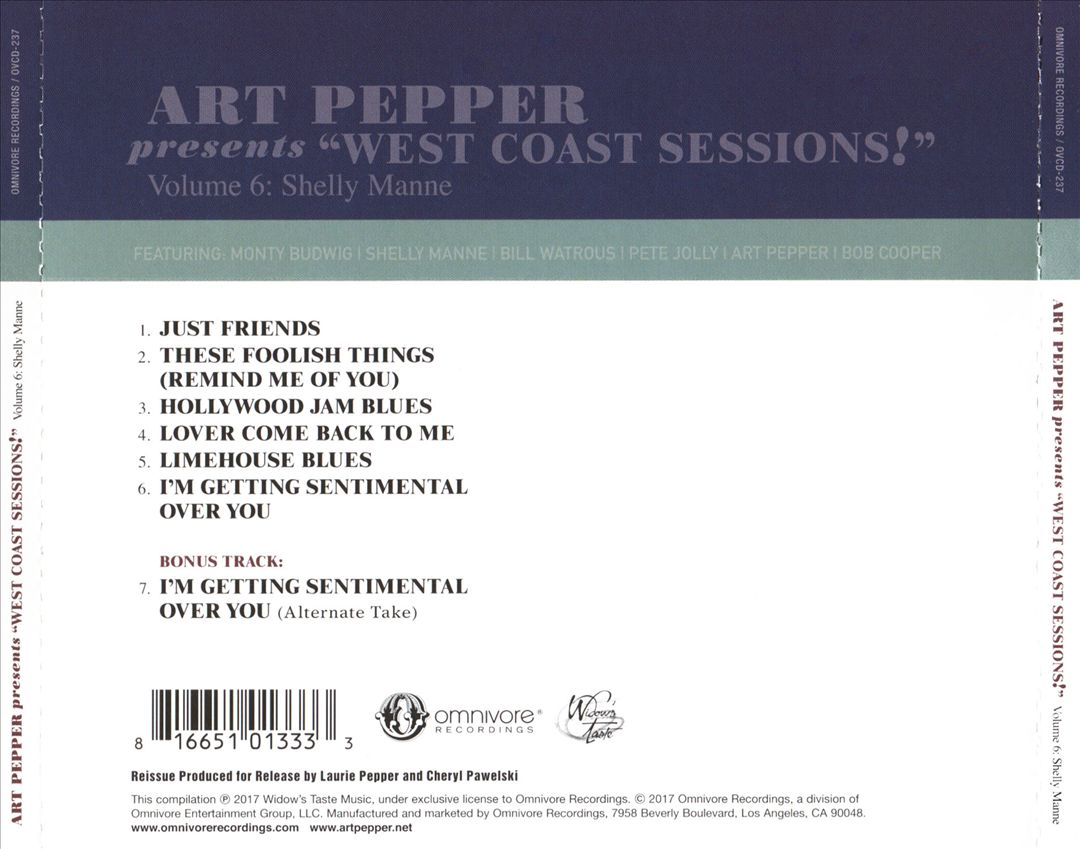 Art Pepper Presents West Coast Sessions, Vol. 6: Shelly Manne cover art
