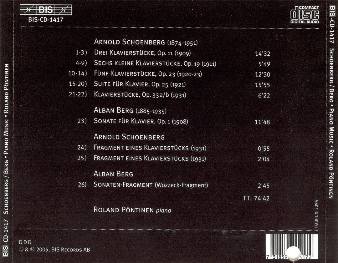 Pöntinen Plays Schoenberg & Berg cover art