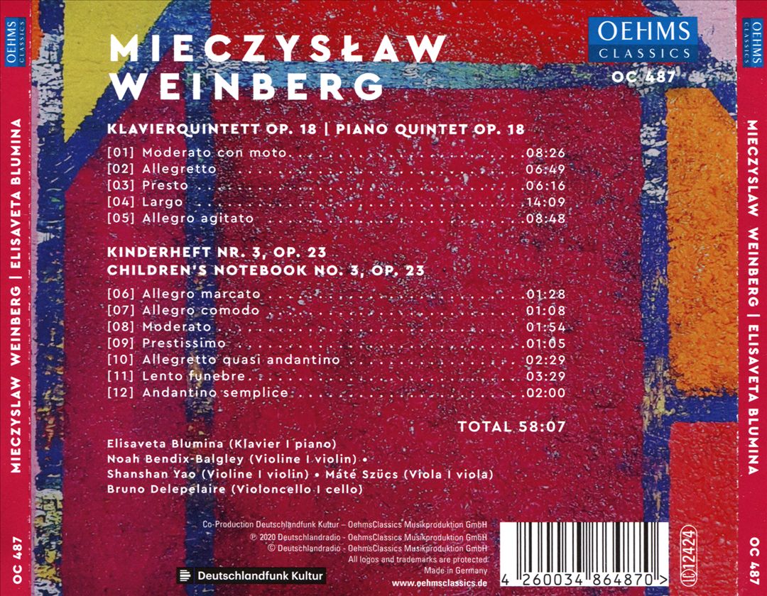 Mieczyslaw Weinberg: Piano Quintet Op. 18; Children's Notebook No. 3, Op. 23 cover art