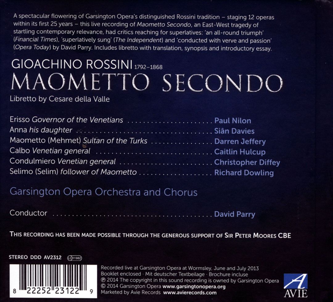 Rossini: Maometto Secondo cover art