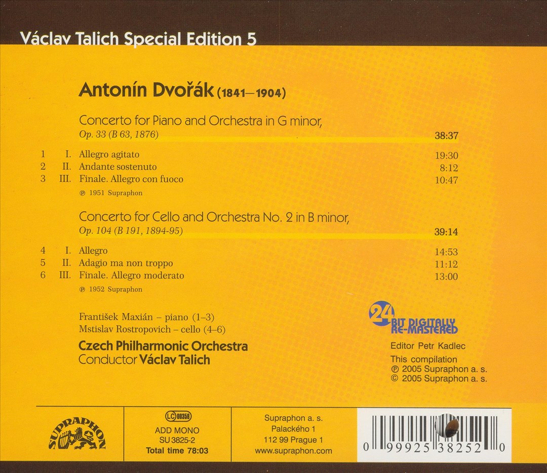 Dvorák: Piano & Cello Concertos cover art