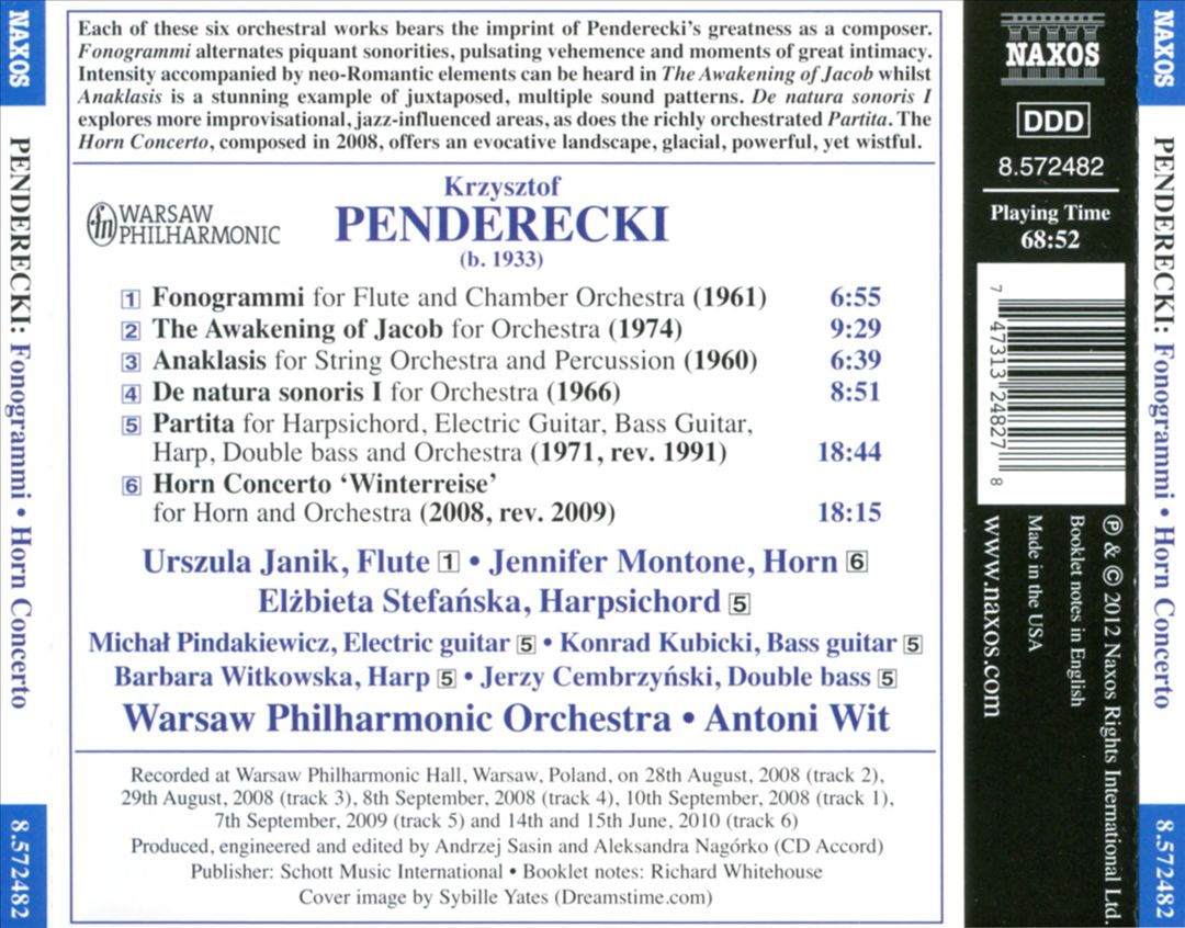 Penderecki: Fonogrammi; Horn Concerto; Partita cover art