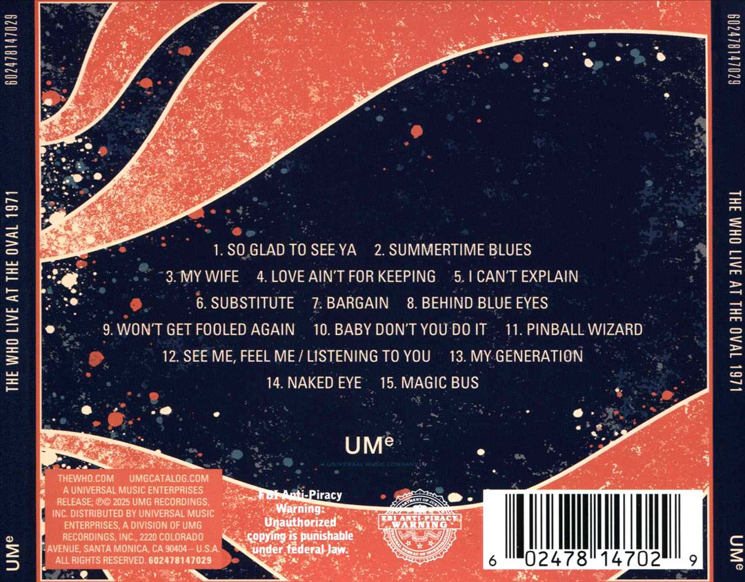 Live At The Oval 1971 cover art