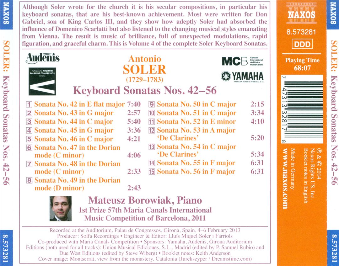 Antonio Soler: Keyboard Sonatas Nos. 42-56 cover art