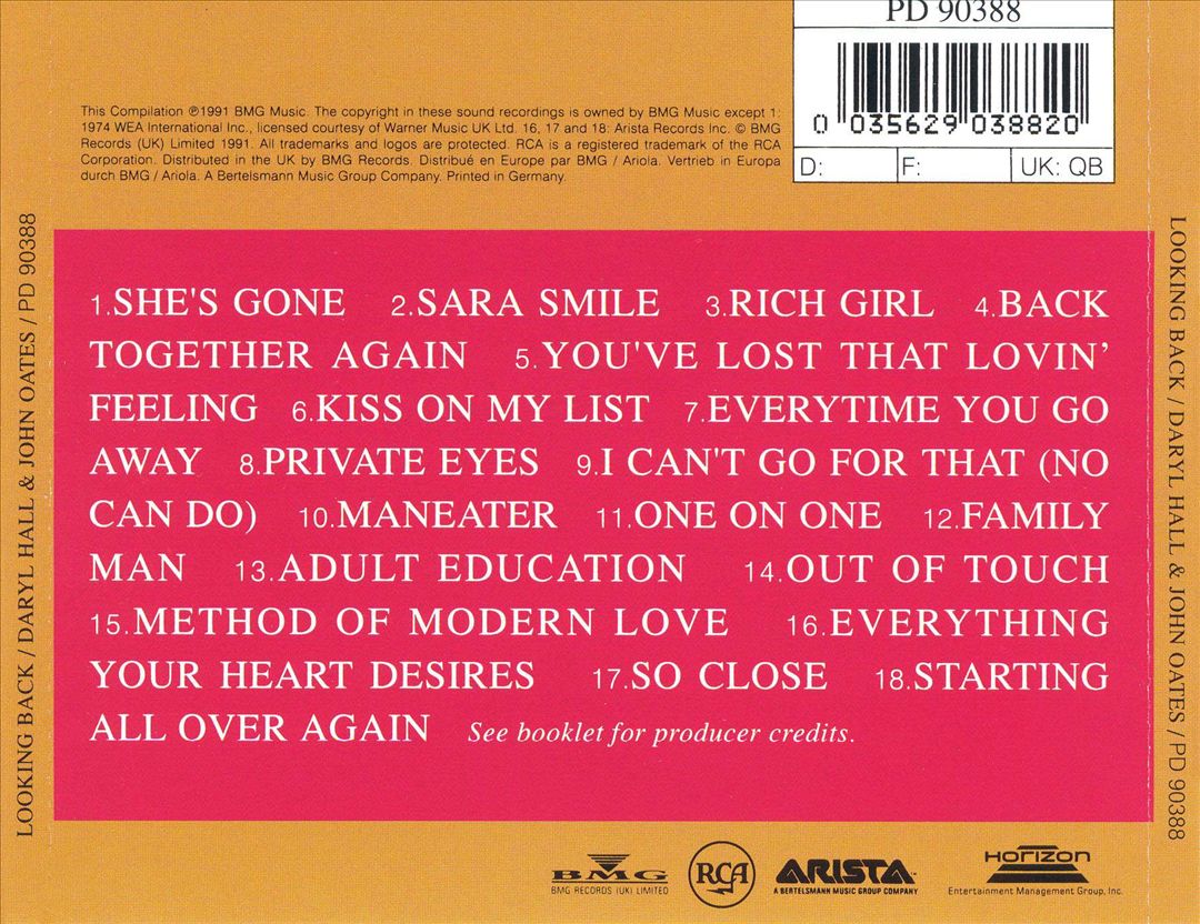 Looking Back: The Best of Daryl Hall + John Oates cover art
