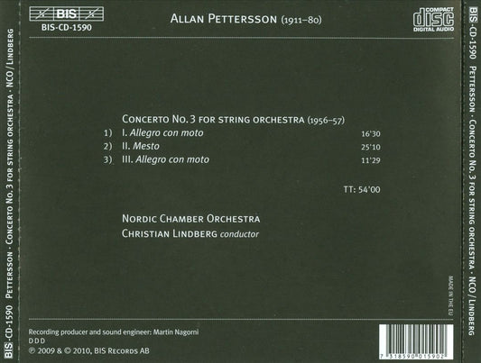 Allan Pettersson: Concerto No. 3 for String Orchestra cover art